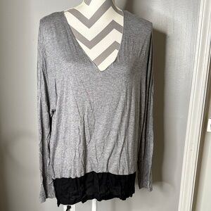 Elegant Gray and Black Long Sleeve Top